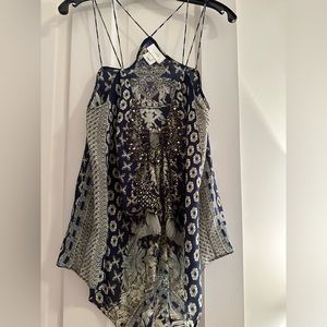 Camilla 100% Silk Tank Jewels Small S New